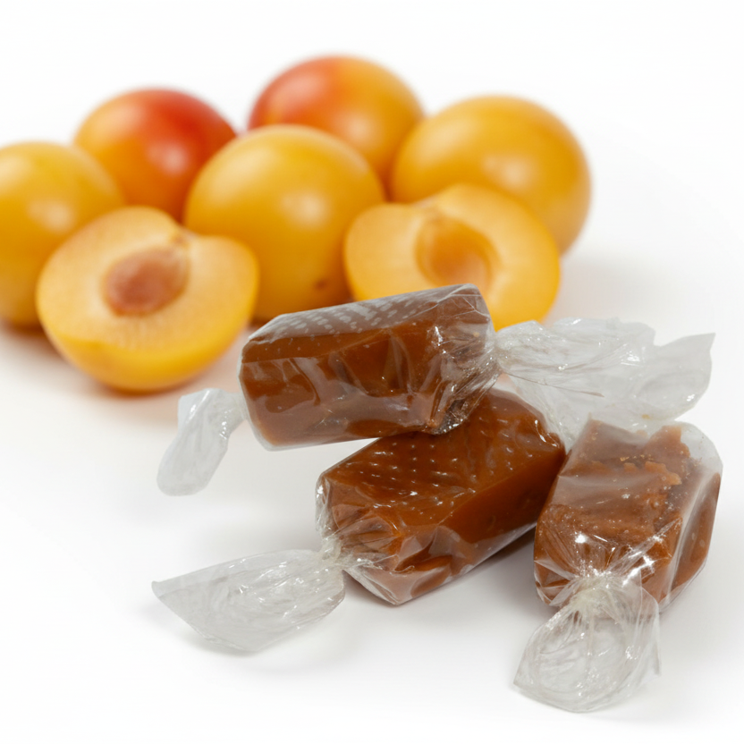 Caramels au lait et beurre salé aromatisés à la MIRABELLE