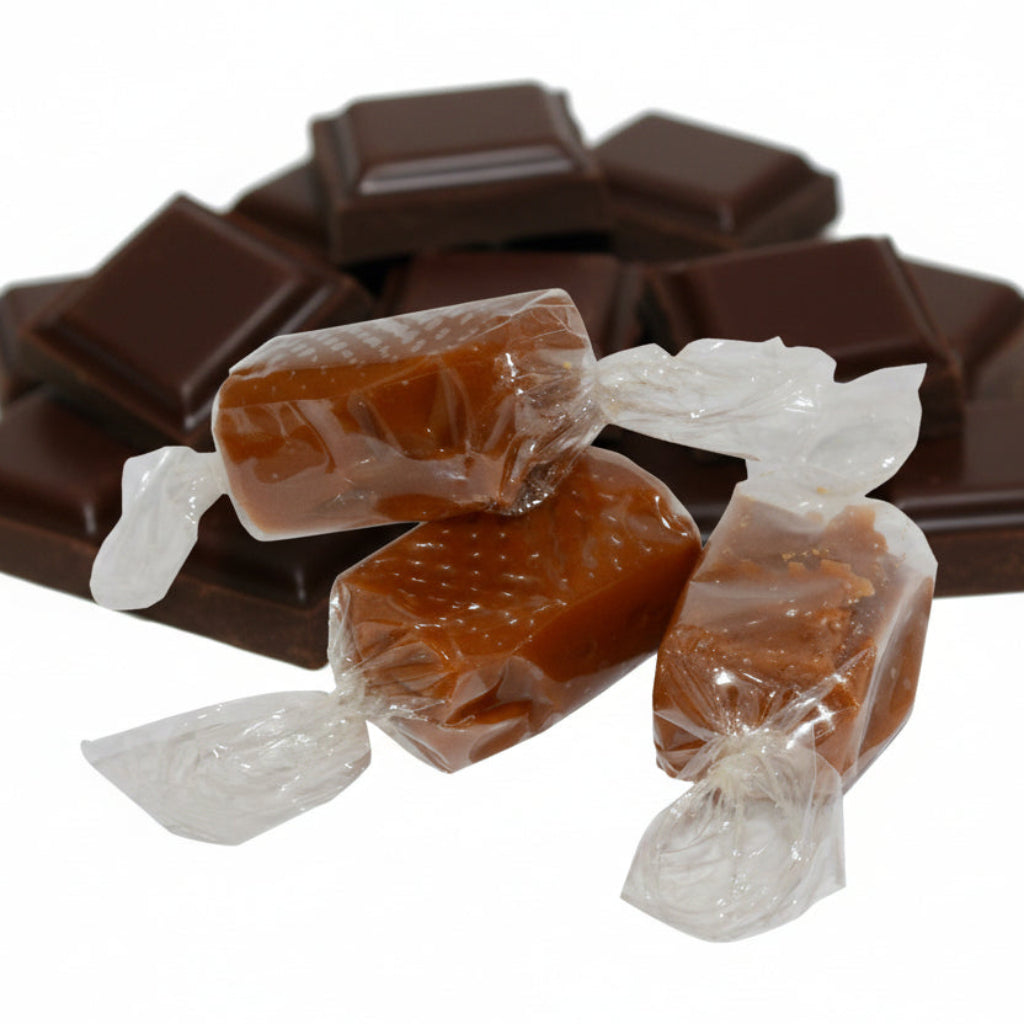 Caramels au lait et beurre salé aromatisés au CHOCOLAT