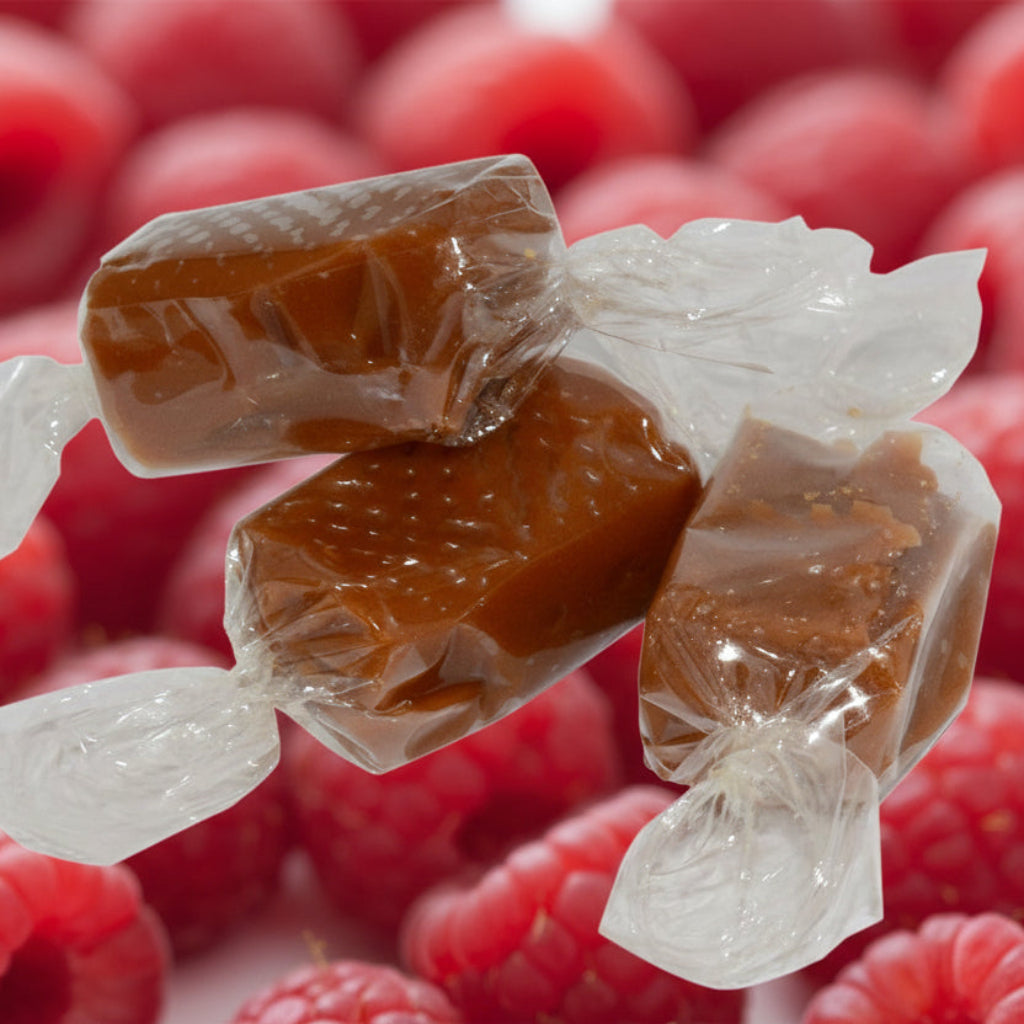 Caramels au lait et beurre salé aromatisés à la FRAMBOISE