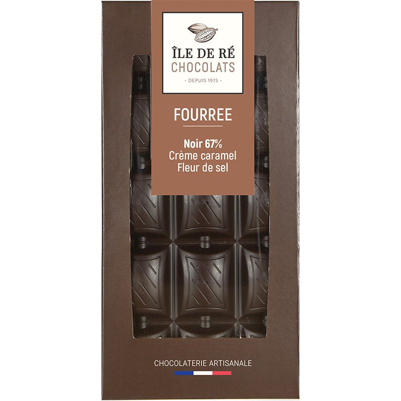 Tablette de Chocolat Noir Fourrée Crème de Caramel Fleur de Sel