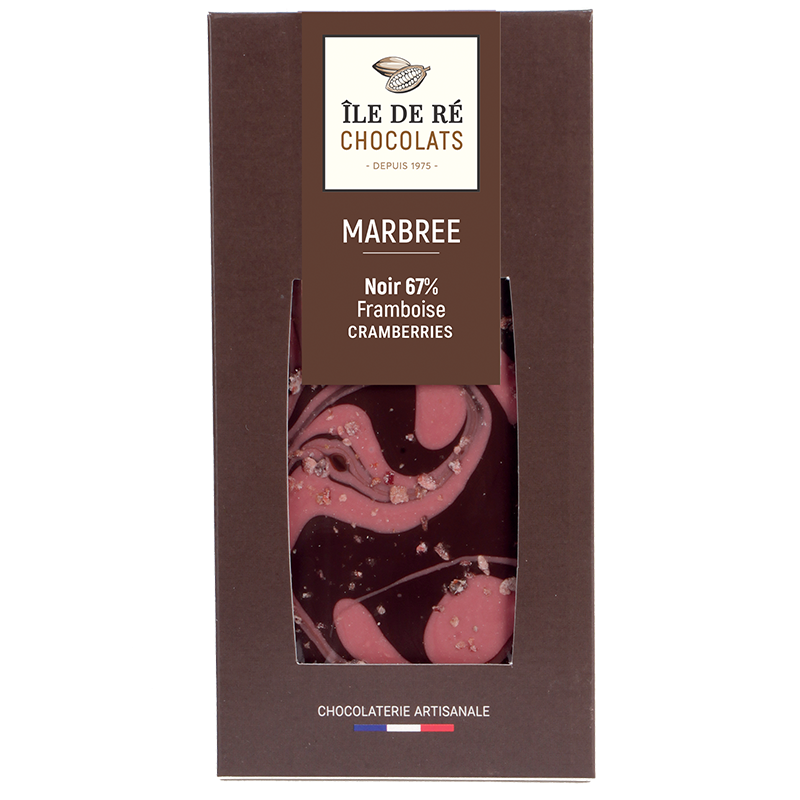 Tablette Noir 67% Marbrée Framboise
