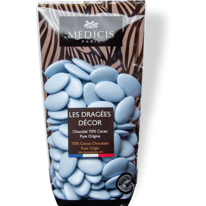 Dragée chocolat décor Bleu nuage 250g
