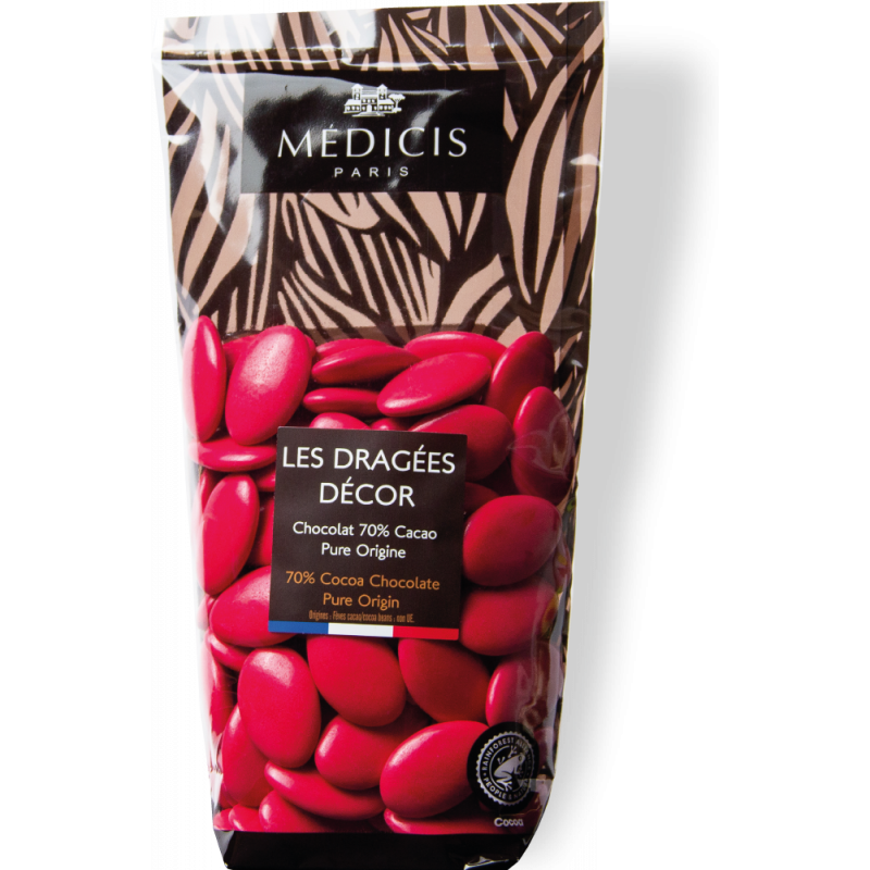Dragée chocolat décor Fushia 250g