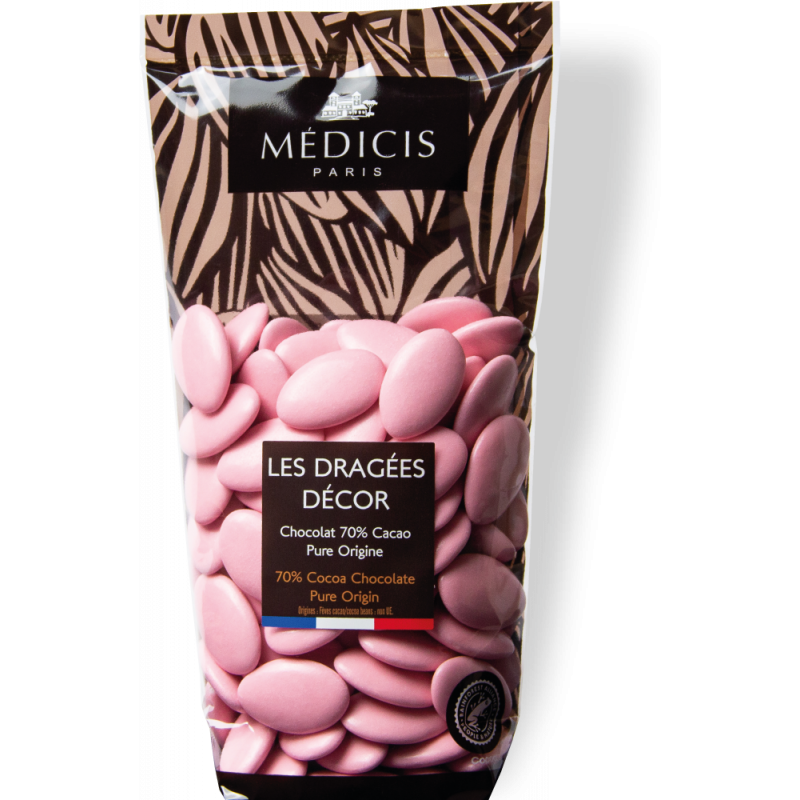 Dragée chocolat décor Rose laquée 250g