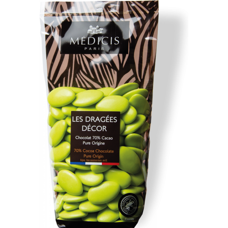 Dragée chocolat décor Vert Anis 250g