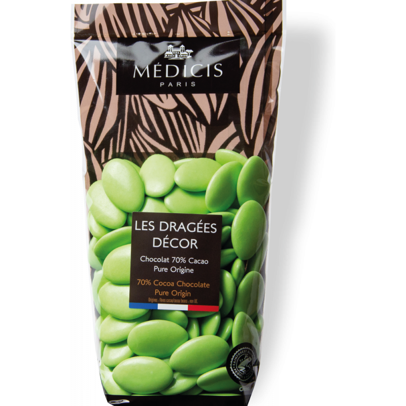 Dragée chocolat décor Vert Bambou 250g
