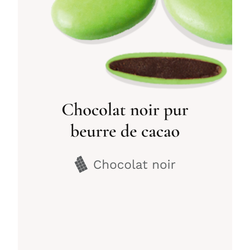 Dragée chocolat décor Vert Bambou 250g