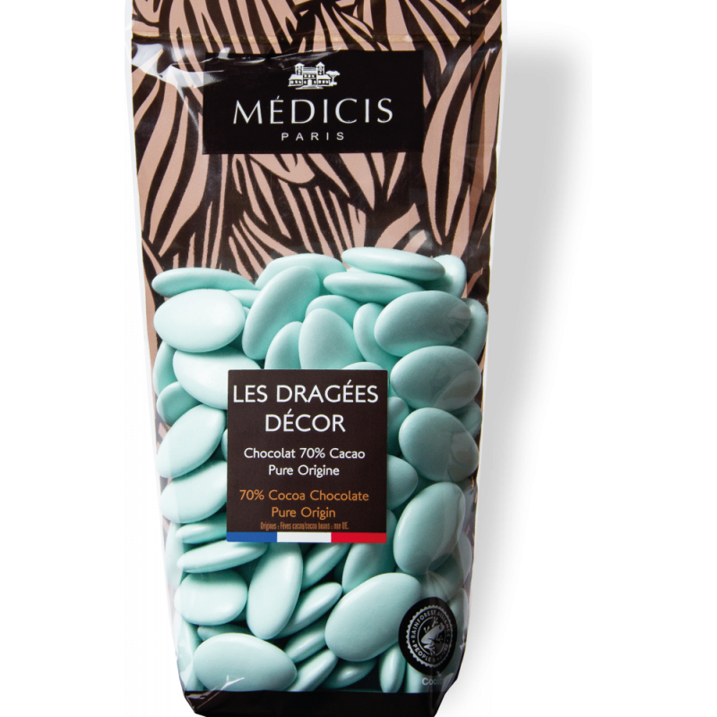 Dragée chocolat décor Vert d'Eau 250g