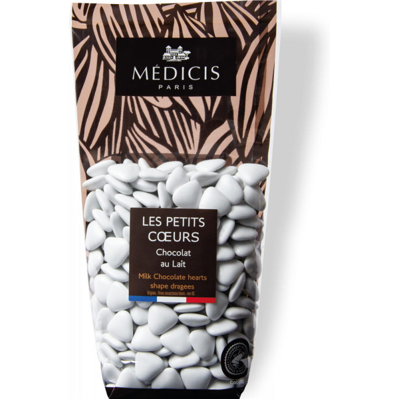 Dragée chocolat Lait Petit coeur blanc 250g