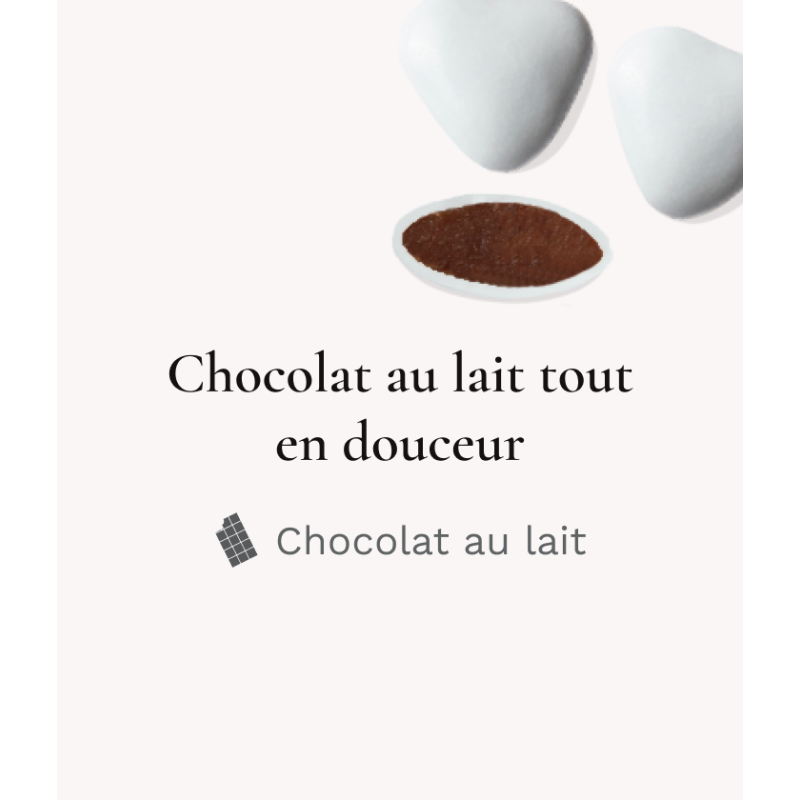 Dragée chocolat Lait Petit coeur blanc 250g