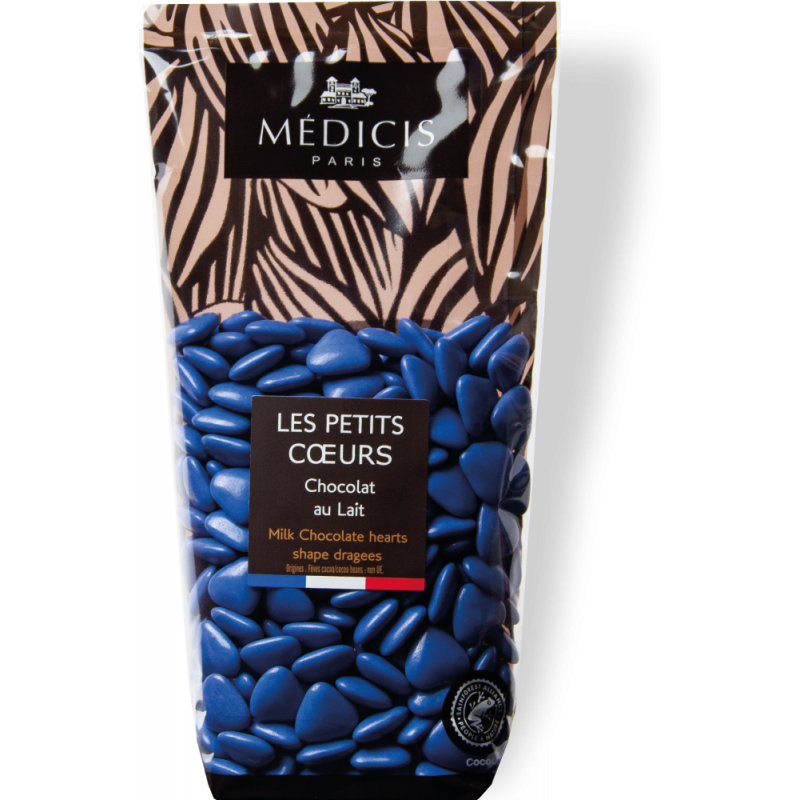 Dragée chocolat Lait Petit coeur Bleu 250g