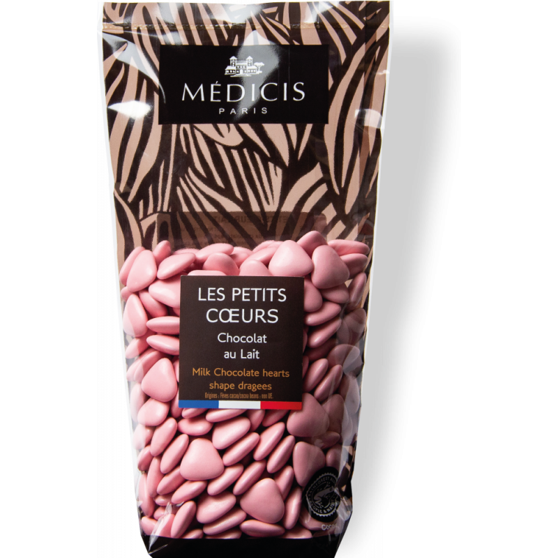 Dragées chocolat Lait Petit coeur Rose