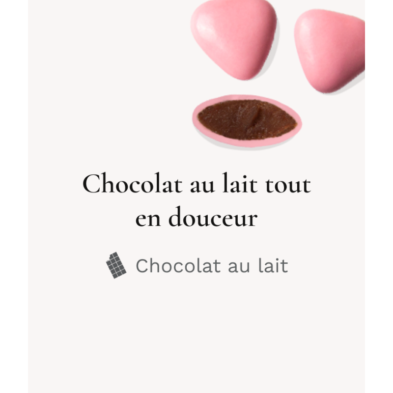 Dragée chocolat Lait Petit coeur Rose 250g