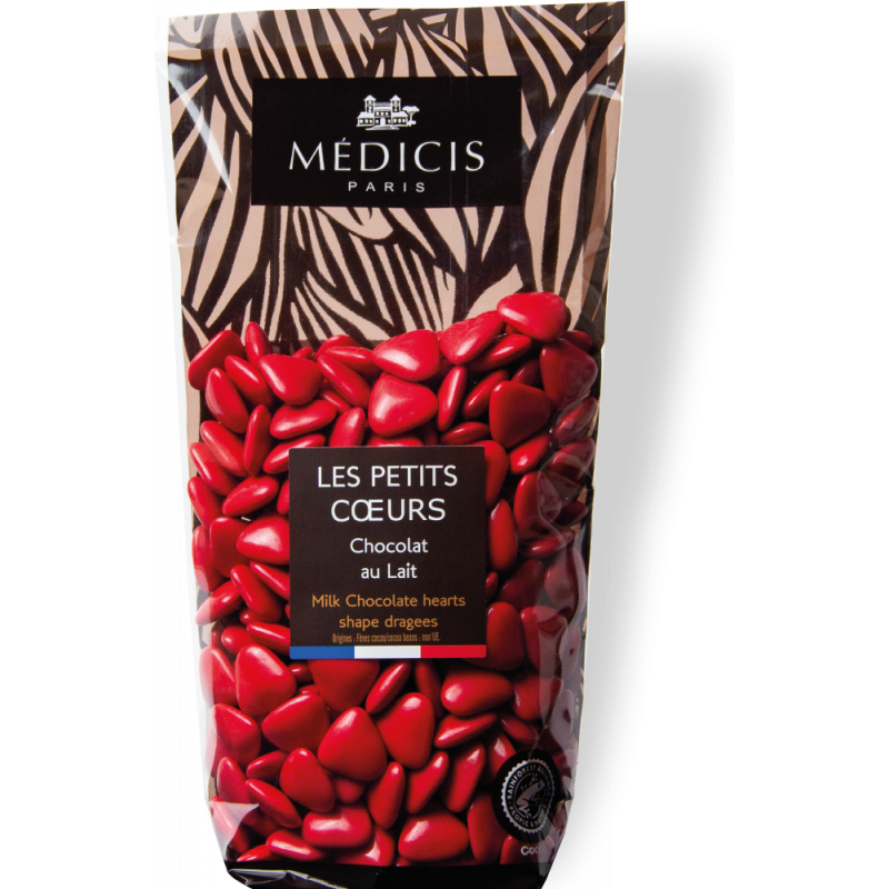 Dragée chocolat Lait Petit coeur Rouge 250g