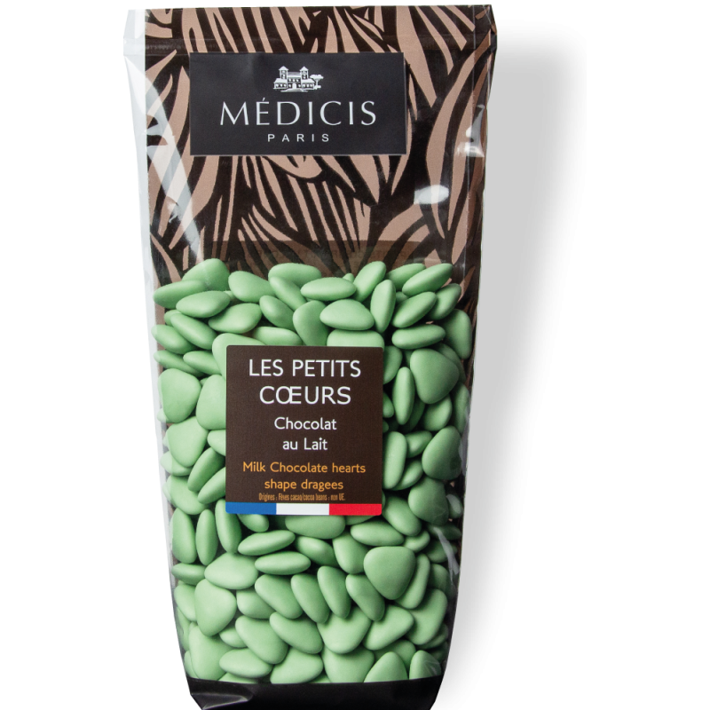 Dragées chocolat Lait Petit coeur Velour Sauge