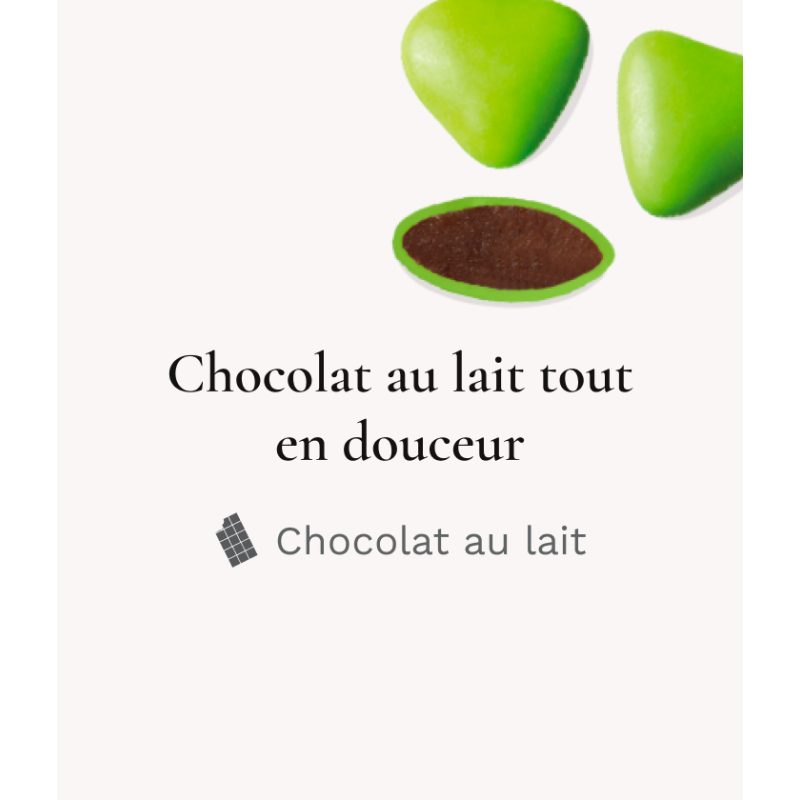 Dragée chocolat Lait Petit coeur Vert Bambou  250g