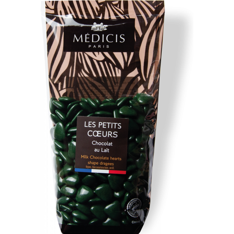 Dragée chocolat Lait Petit coeur Vert Oxford 250g