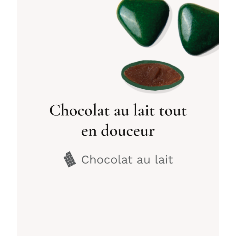 Dragée chocolat Lait Petit coeur Vert Oxford 250g