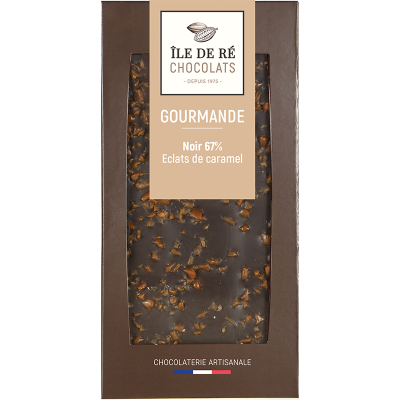 Tablette de Chocolat Noir 67% Éclats de Caramel